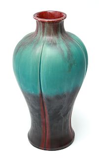 Art Nouveau Poss. Baudin Ox-Blood & Turquoise Vase