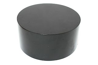 Intrex Modern Black Enameled Wood Round Low Table