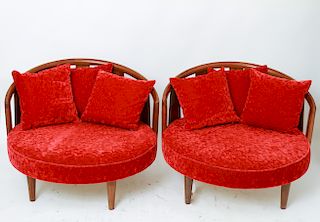 Adrian Pearsall Manner Barrel Lounge Chairs, Pair