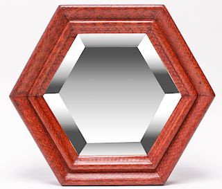 Karl Springer Hexagonal Mirror w Snakeskin Frame