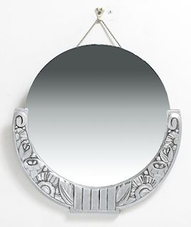 Art Deco Manner Round Hanging Wall Mirror