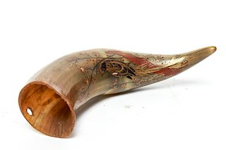 Japanese Lacquer Painted Ox Horn