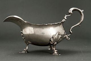 English Georgian Sterling Silver Footed Sauce Boat