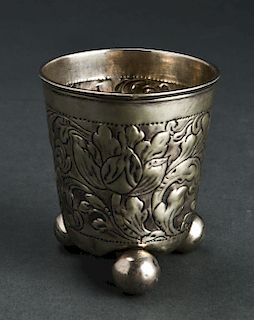 Continental Silver Repousse Beaker 18th C.