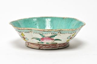 Chinese Lobed Shaped Polychrome Porcelain Bowl