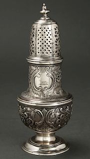 English Georgian Sterling Silver Caster 18th C.