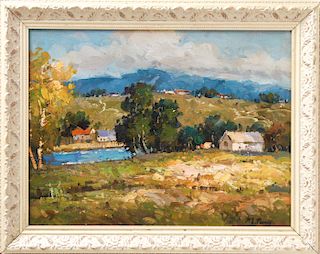 M Penny "Rural Landscape w River" Oil on Canvas