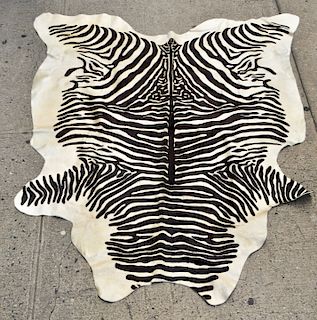 Cow Hide Rug w Zebra Stripes 6' x 6' 9"