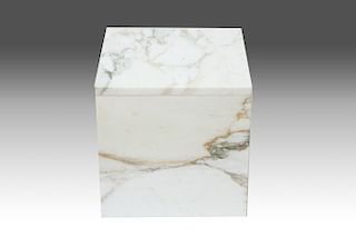 Modern Marble Cube Pedestal / Side Table
