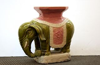 Vintage Ceramic Elephant Garden Seat or Stool
