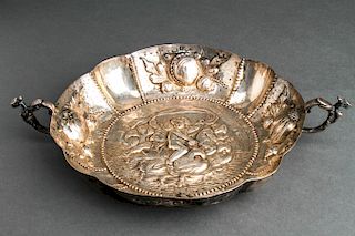 German Continental Silver Repousse Figural Dish