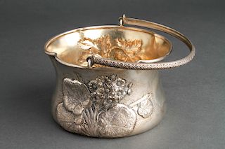Wood & Hughes Art Nouveau Silver Repousse Basket