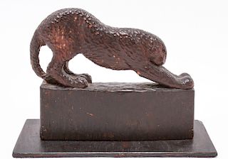 Illegibly Signed Carved Wood Panther / Jaguar