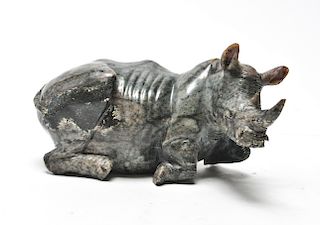 African Zimbabwe Shona Verdite Rhino Sculpture