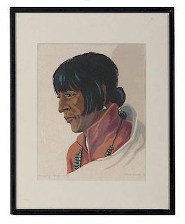 Treva Wheete (American, 1890-1963) Color Woodcut on Paper 