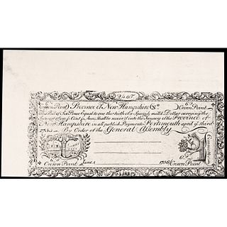 Colonial Currency, NH April 3, 1755. Cohen Reprint from Original Copper-Plate 