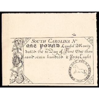 Colonial Currency, South Carolina June 30, 1748 Original Plate Reprint PMG CU-64