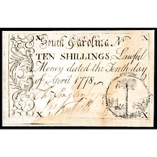 Colonial Currency, CHARLES PINCKNEY, JR. Signed South Carolina. April 10, 1778