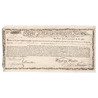1780 Revolutionary War Massachusetts-Bay Treasury Certificate Anderson MA-21