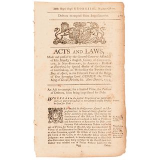 April 26, 1775 British Colonial Act On Debtors and Use of Imprisonment for Debt