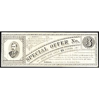 c. 1870 Obsolete Currency Advertising Note, Hartford, CT, Capitol