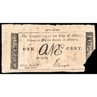 Obsolete Currency, Albany, NY, 75, Signed JG Cuyler War of 1812 PCGS Fine-12