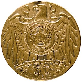 American Legion 50th Anniversary Medal with Silk Ribbon by Medallic Art Co.