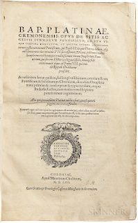 Platina, Bartolomeo (1421-1481) Opus de Vitis ac Gestis Summorum Pontificum.