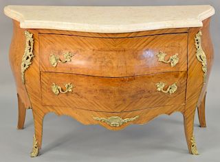 Louis XV style marble top commode. ht. 33 in., wd. 53 in.