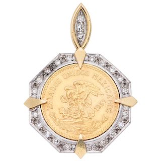 A 18K yellow gold pendant with 21.6K coin.