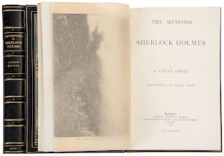 Conan Doyle, Arthur. The Adventures / Memoirs of Sherlock Holmes. London, 1892/ 1894. Incluye carta firmada por el autor. Piezas: 2.