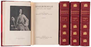 Churchill, Winston S. Marlborough: His Life and Times. London: George G. Harrap, 1933 - 1938. 1era edición. Tomos I - IV. Piezas: 4.