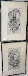 Three piece framed group to include woven silk, automne and a Fartsendruck lithograph, sight size 16" x 12", 13 1/2" x 6 1/2", 13 1/...