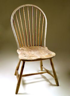 Rare Nantucket 9 Spindle Bow Back Windsor Side Chair