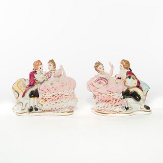 SET OF TWO IRISH DRESDEN COURTING COUPLE FIGURINES