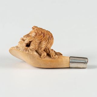 CARVED MEERSCHAUM PIPE BOWL, LADY WITH DOVE