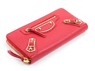 Balenciaga Wallet Clutch in 'Rouge Grenade' Leather, 2016