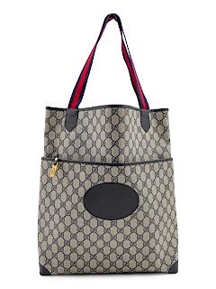 Gucci Vintage Canvas Flat Tote, 1980-90s