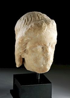 Greek Hellenistic Marble Fragmentary Head, ex Bonhams