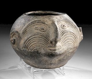 Chimu Inca Blackware Bowl w/ Face