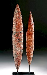 Lot of 2 Colima Mahogany Obsidian Projectile Points