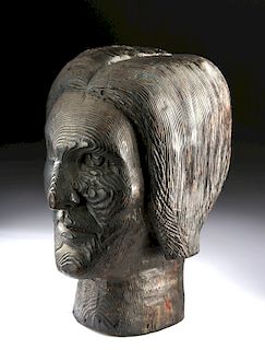 19th C. American Wooden Bust of a Native American