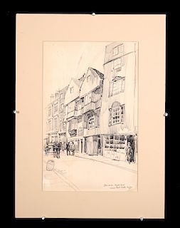 Vernon Howe Bailey Ink Drawing of London, 1901
