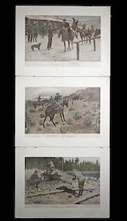 3 Remington Prints, 1903 - Oo-Yah!, Last Shot, At Last