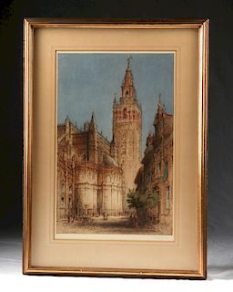 James Alfred Brewer - Seville Cathedral Etching - 1927