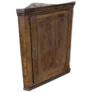 Antique English Georgian Oak Corner Cupboard