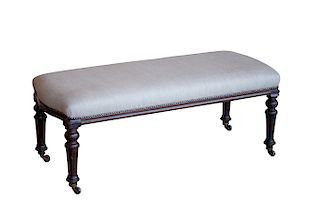 Antique English Upholstered Bench