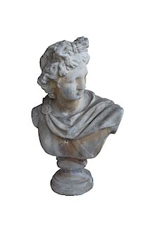 Large Antique Roman Bust Of Apollo