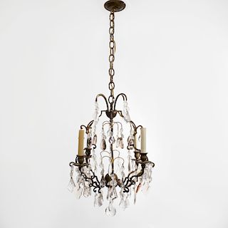 Continental Four-Light Rock Crystal Chandelier
