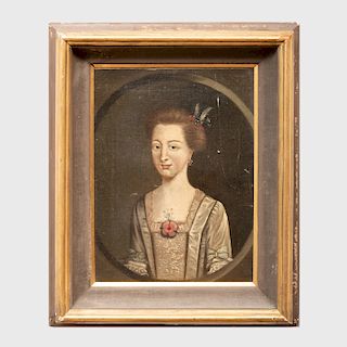 European School: Portrait of a Lady with a Flower Brooch